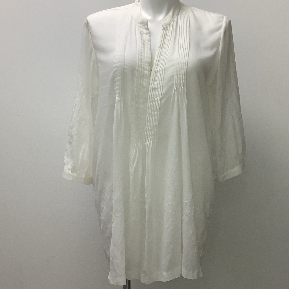 Chico's pleated dazzle tunic top size 3(16) 100% cotton